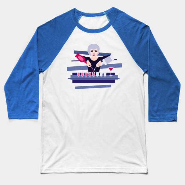 Bartender Girl Baseball T-Shirt by XOOXOO